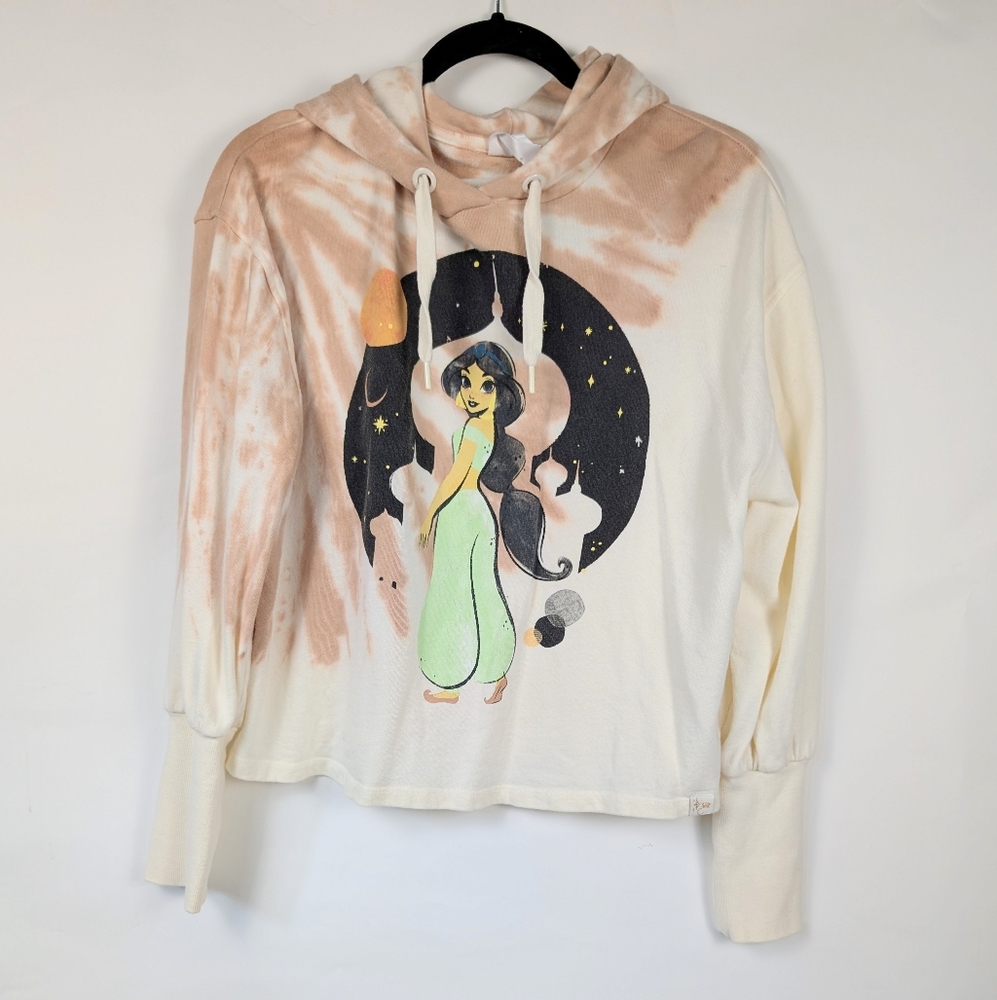Disney Women's Hoodie Small Ivory Tie Dye Princess Jasmine Graphic Pullover